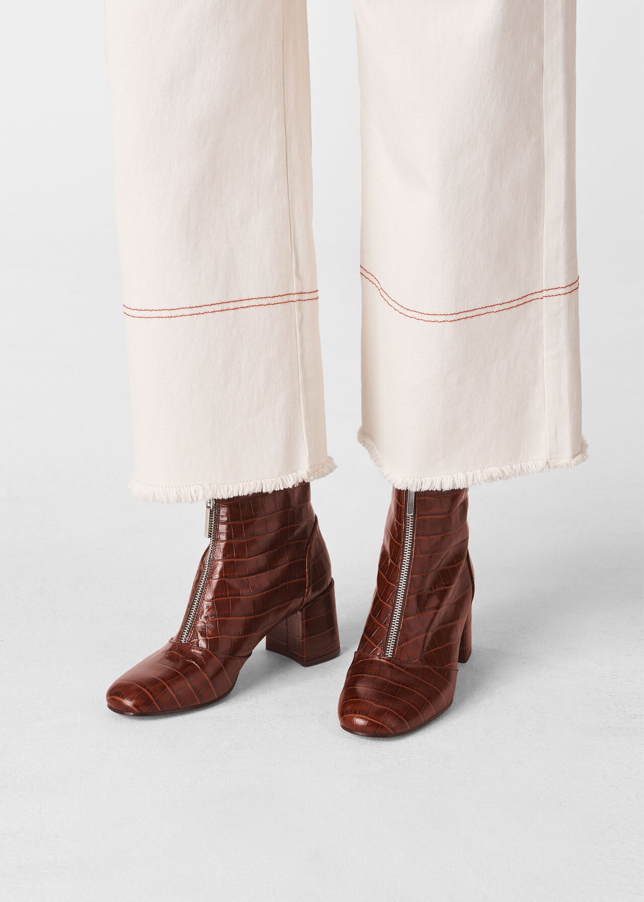 Rowan Croc Zip Front Boot Brown