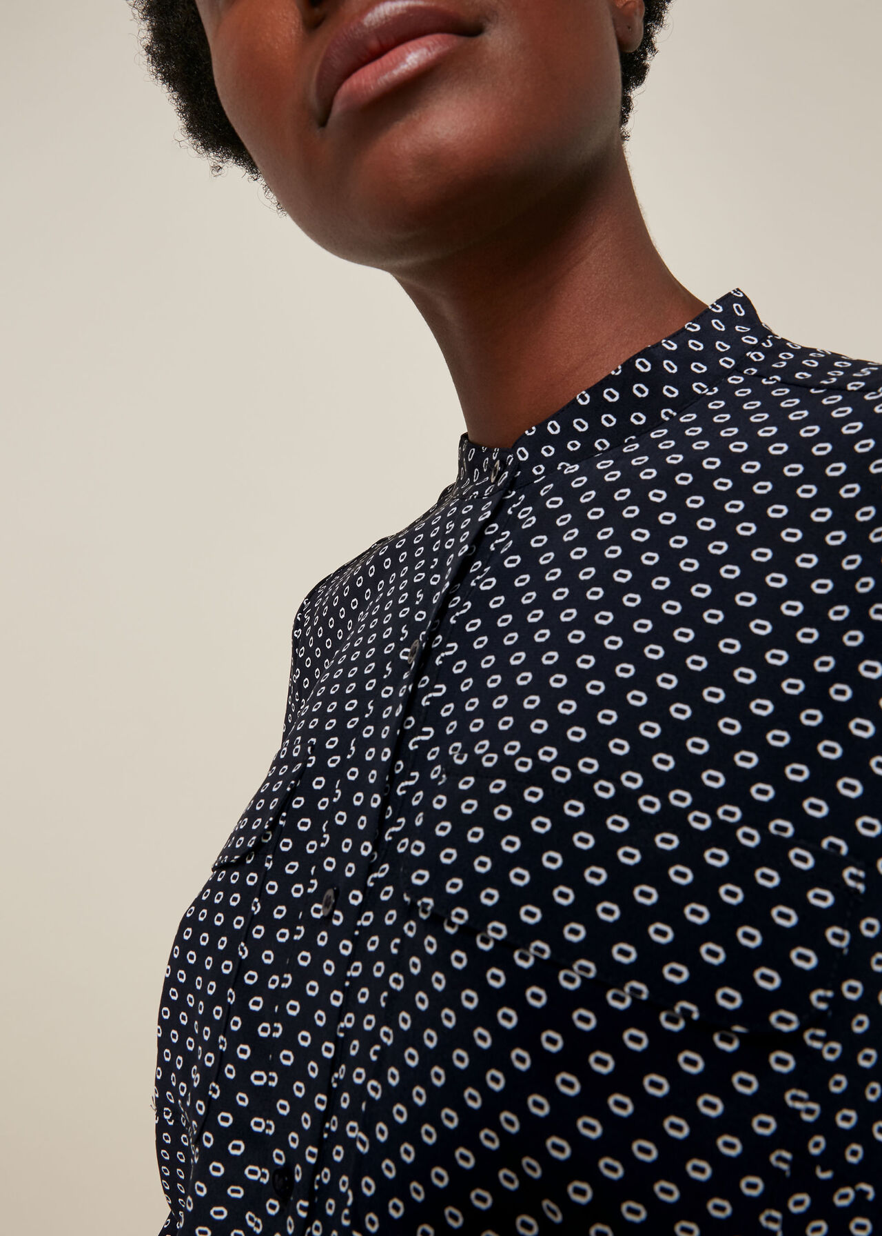 Circle Spot Print Silk Blouse