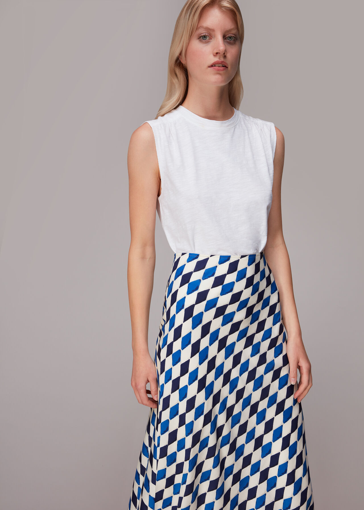 Pinched Diamond Bias Cut Skirt