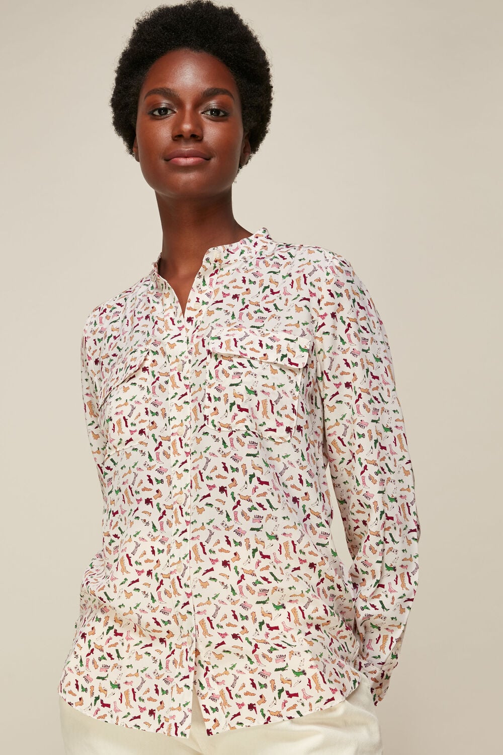 Shoe Print Silk Shirt