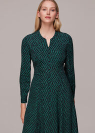 Brushed Geo Print Midi Dress