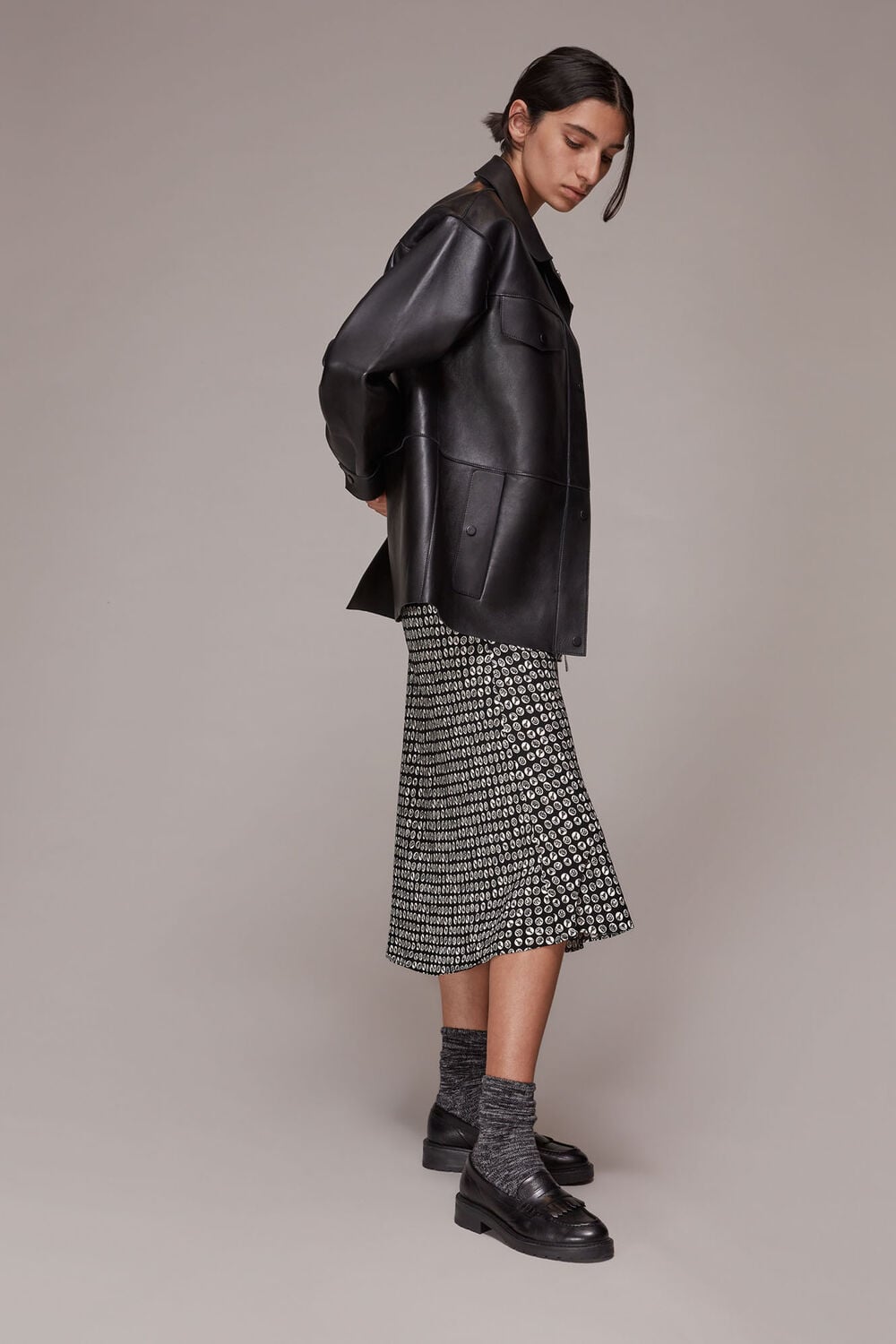 Landmark Print Bias Cut Skirt