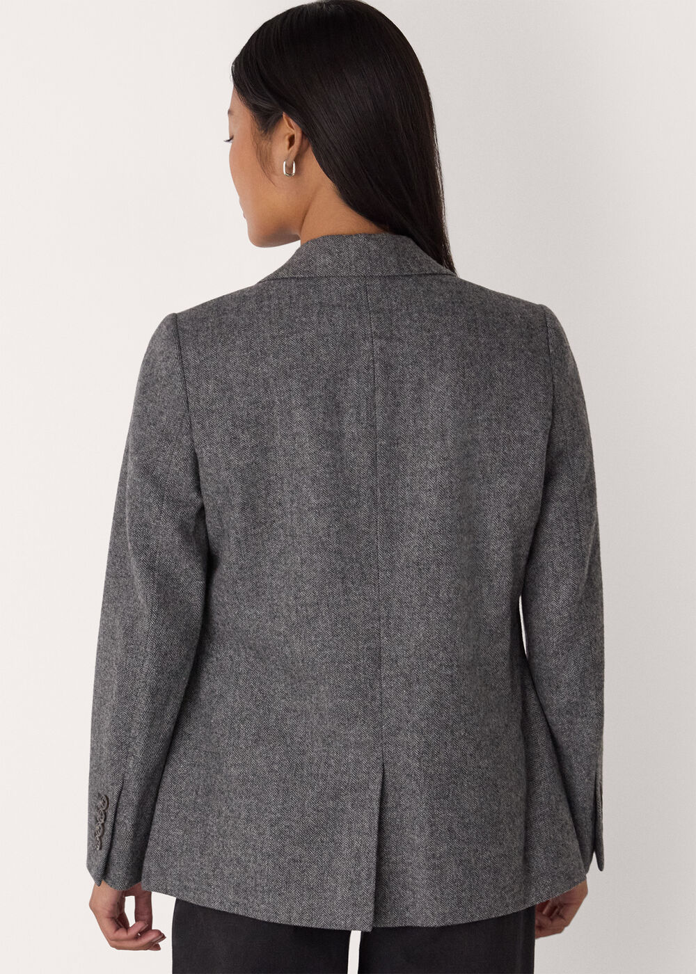 Petite Herringbone Wool Blend Blazer