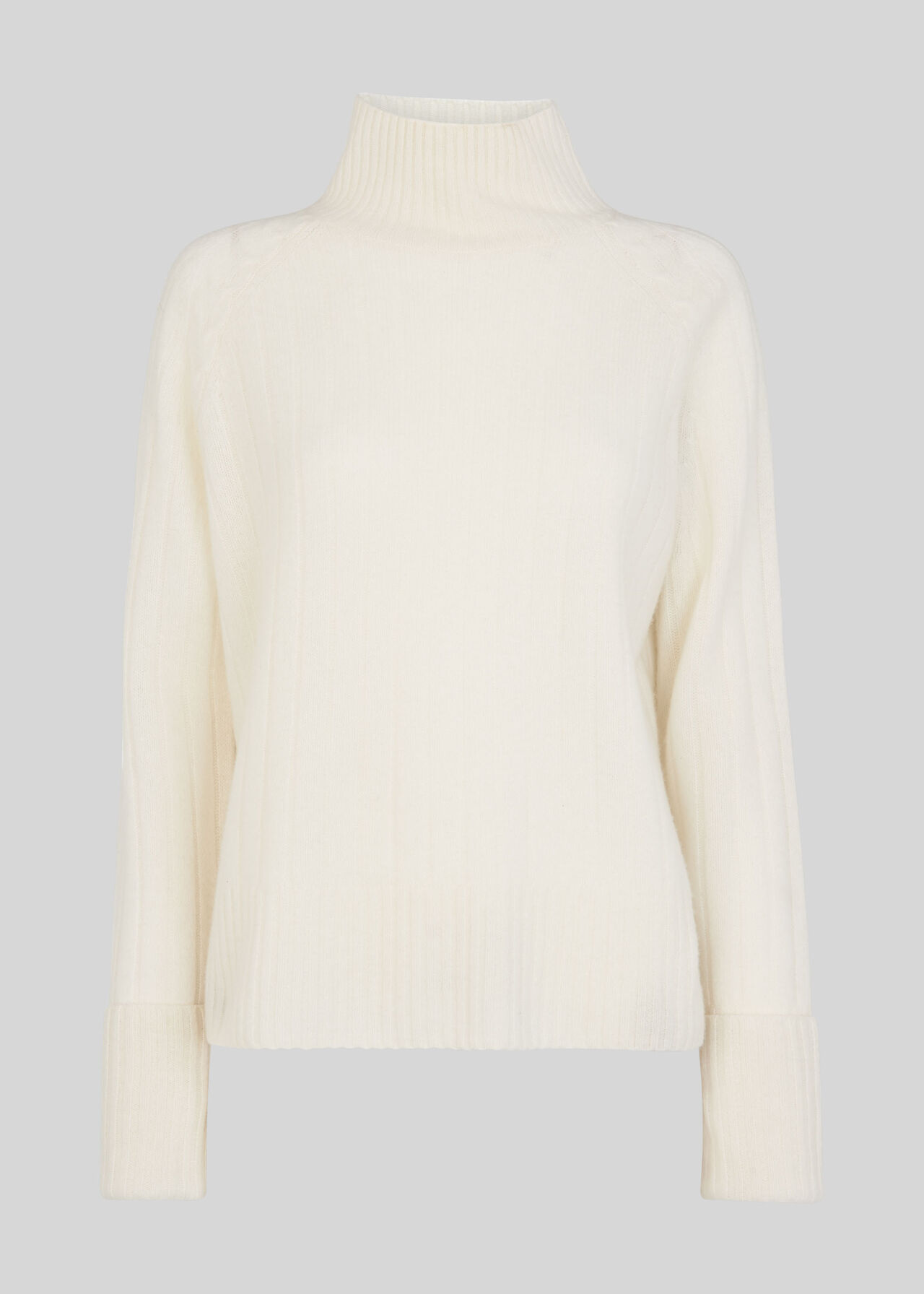 Rib Detail Funnel Neck Ivory/Multi