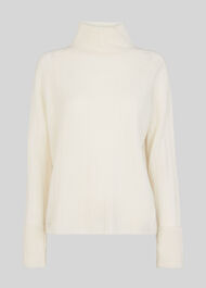 Rib Detail Funnel Neck Ivory/Multi
