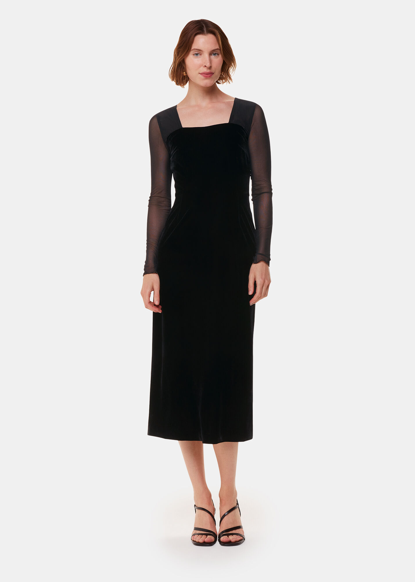 Velvet and mesh dress discount