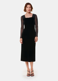 Mesh Sleeve Velvet Dress