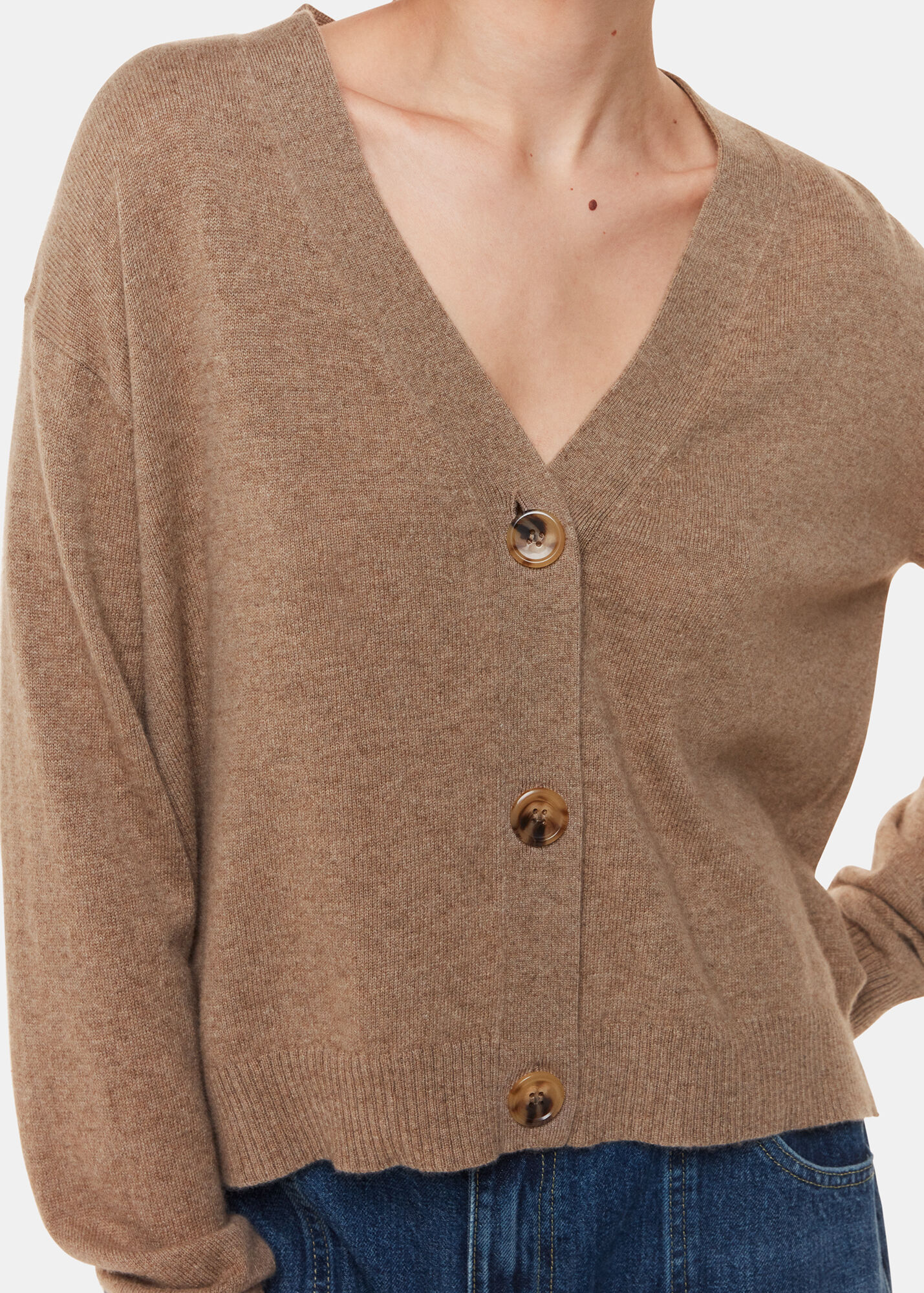 Oatmeal Cashmere Cardigan WHISTLES