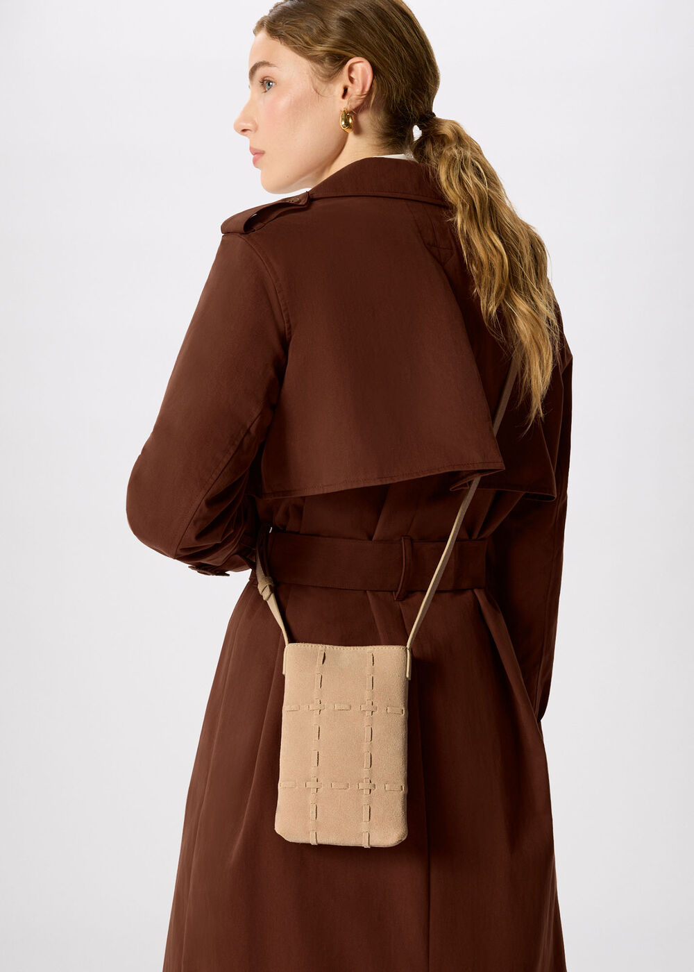Suede Whipstitch Phone Bag