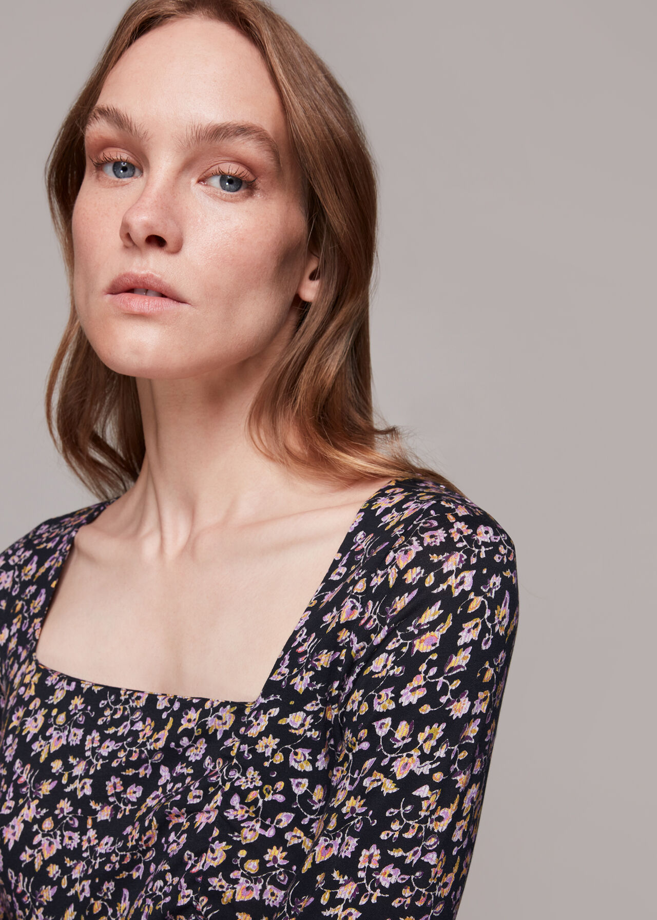 Trailing Floral Jersey Dress