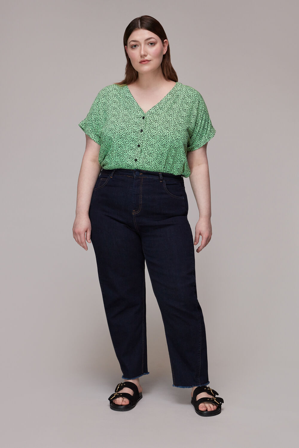 Ink Leopard Button Front Top