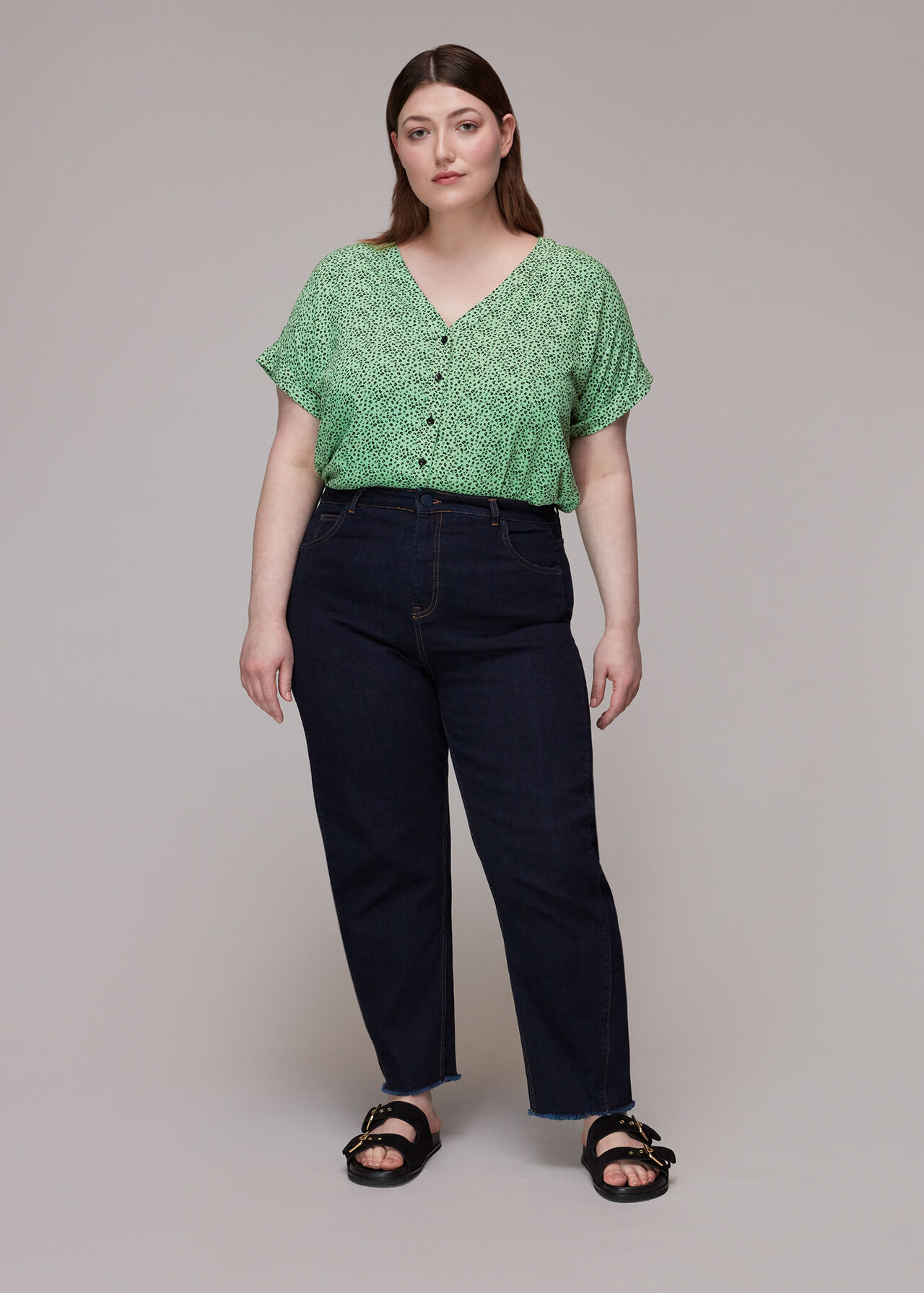Ink Leopard Button Front Top