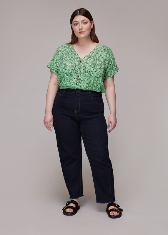 Ink Leopard Button Front Top