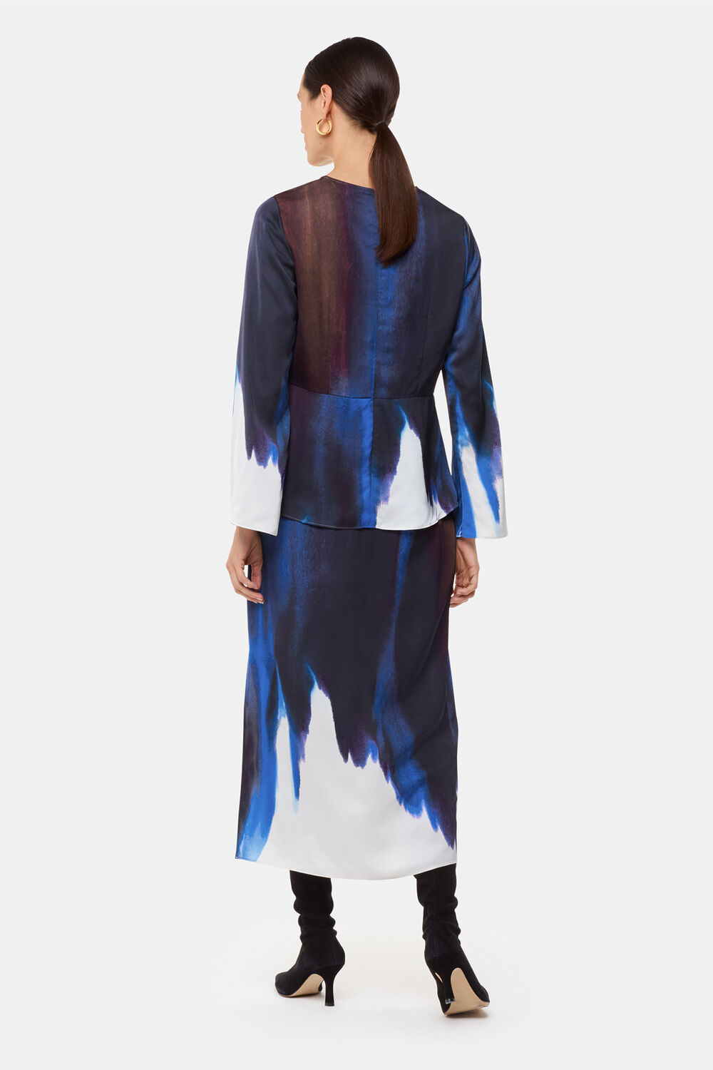 Ice Dye Print Midi Skirt