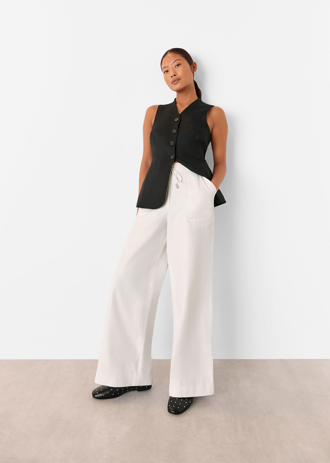 Petite Leona Linen Blend Trouser