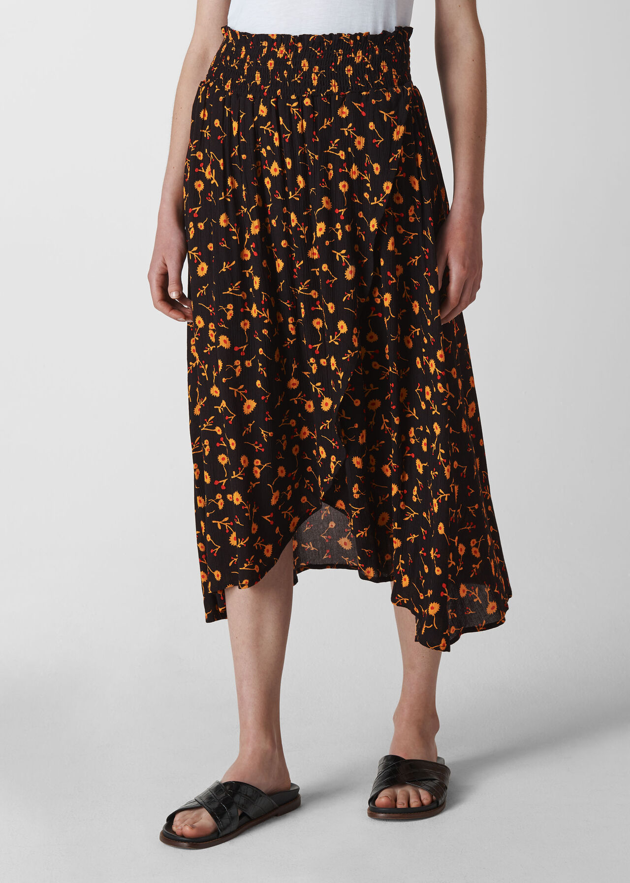 Aster Floral Wrap Skirt Black/Multi