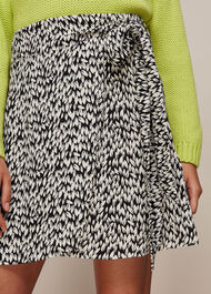 Petal Print Wrap Skirt Black/White