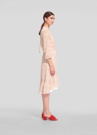Lips Print Tie Neck Dress Multicolour