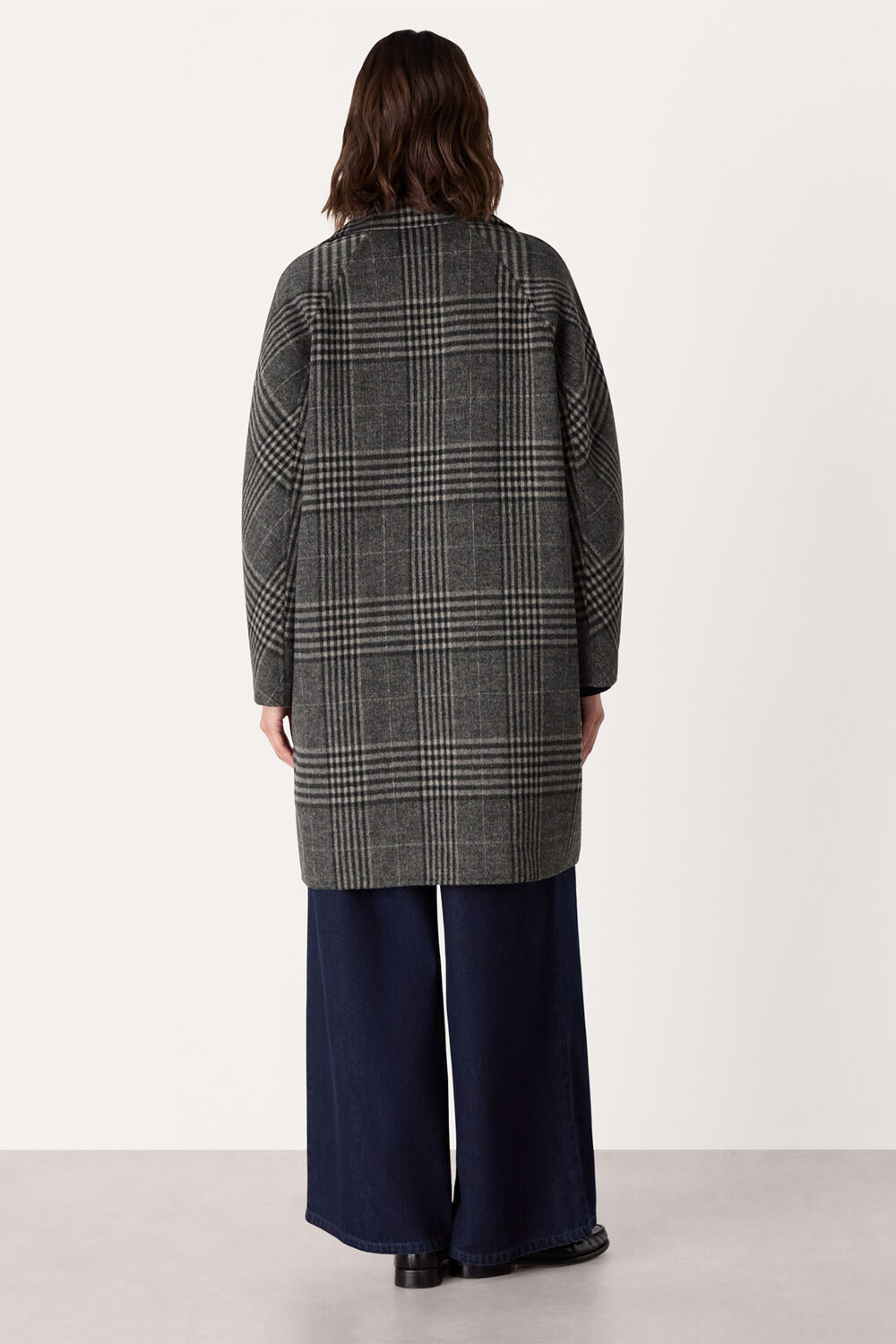 Grey Cassie Double Face Check Coat
