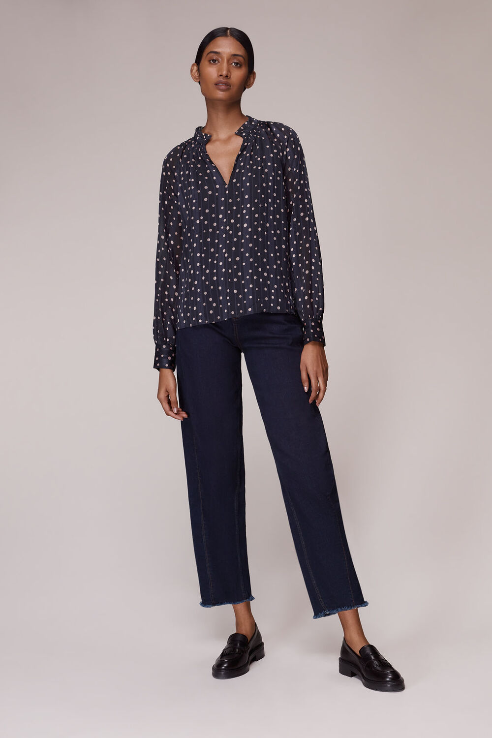Satin Stripe Spot Blouse
