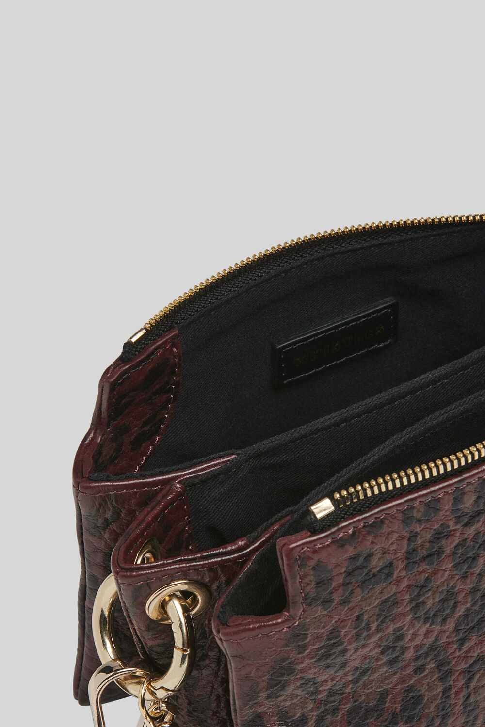 Hatton Leopard Chain Bag Burgundy