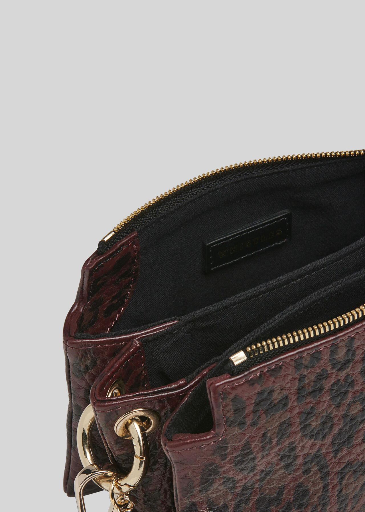 Hatton Leopard Chain Bag Burgundy