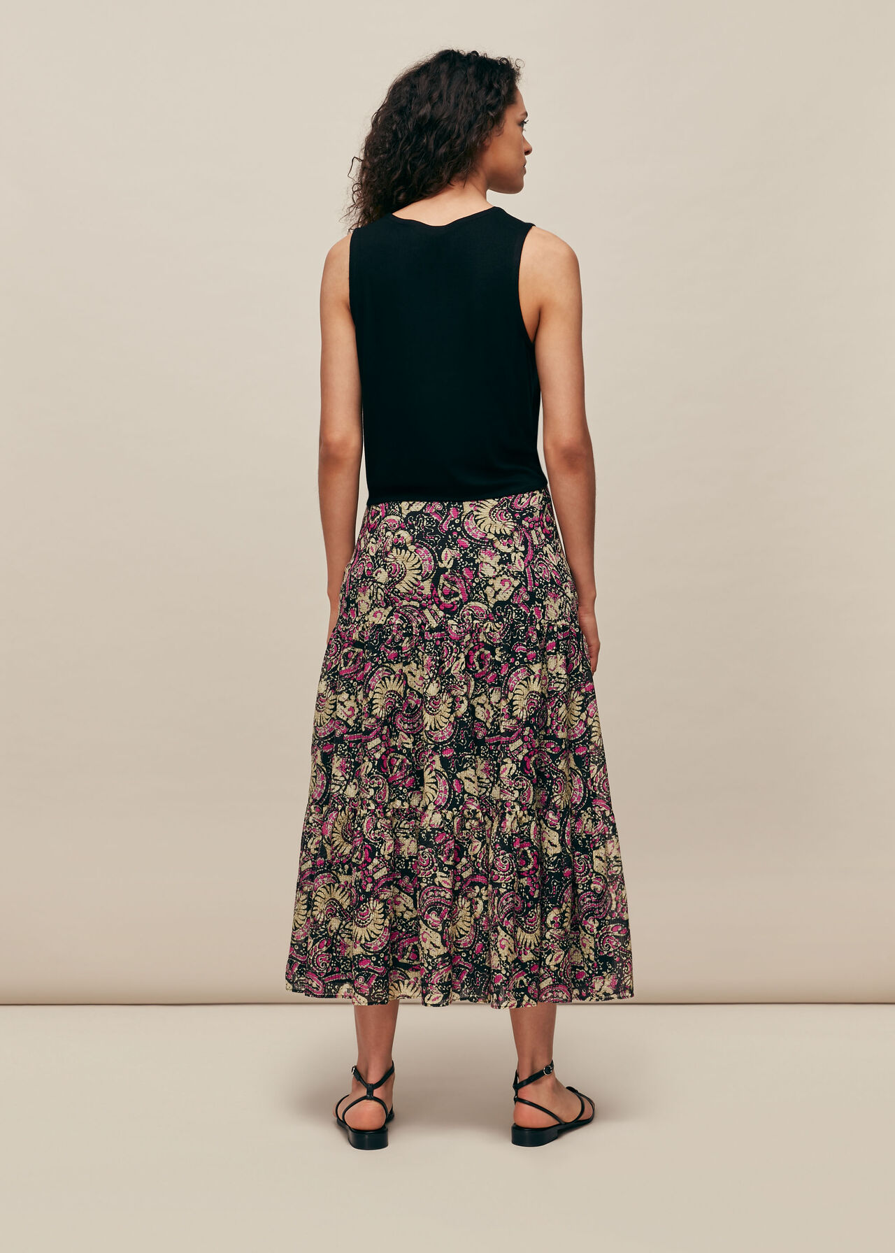 Batik Print Silk Mix Skirt Multicolour