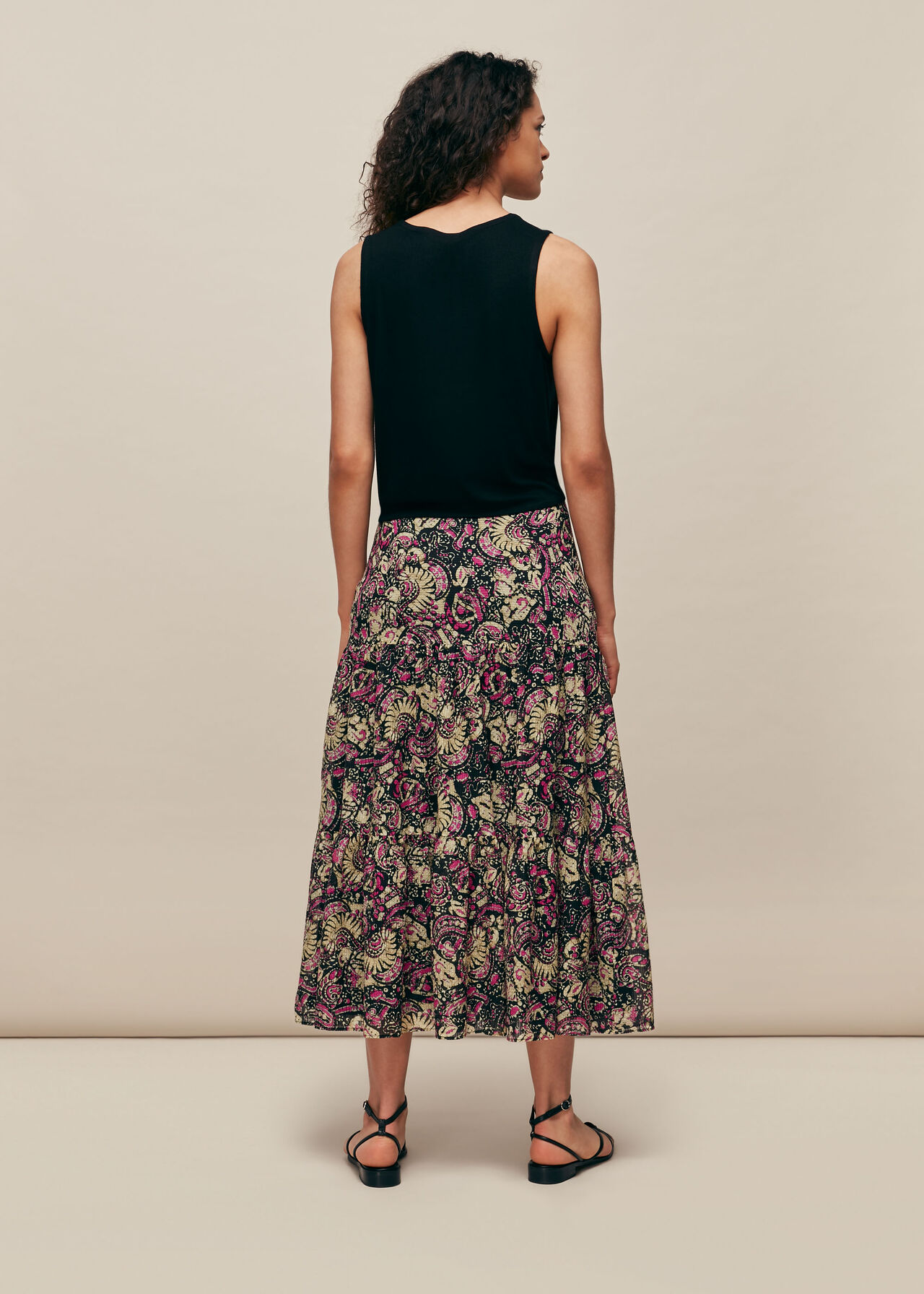 Multicolour Batik Print Silk Mix Skirt | WHISTLES