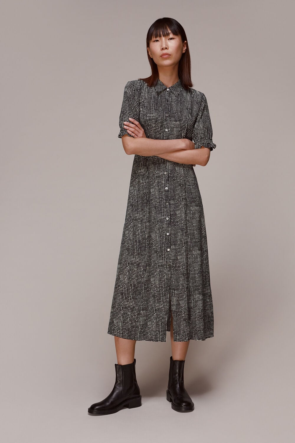 Peri Spotted Check Shirt Dress