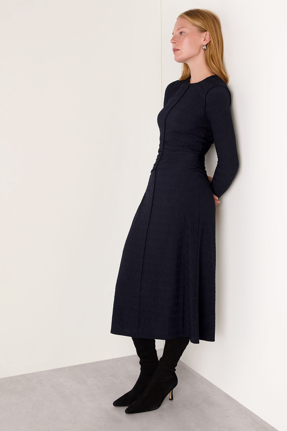 Textured Jersey Ruched Dress