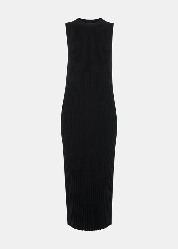 Black Ida Rib Detail Knit Dress
