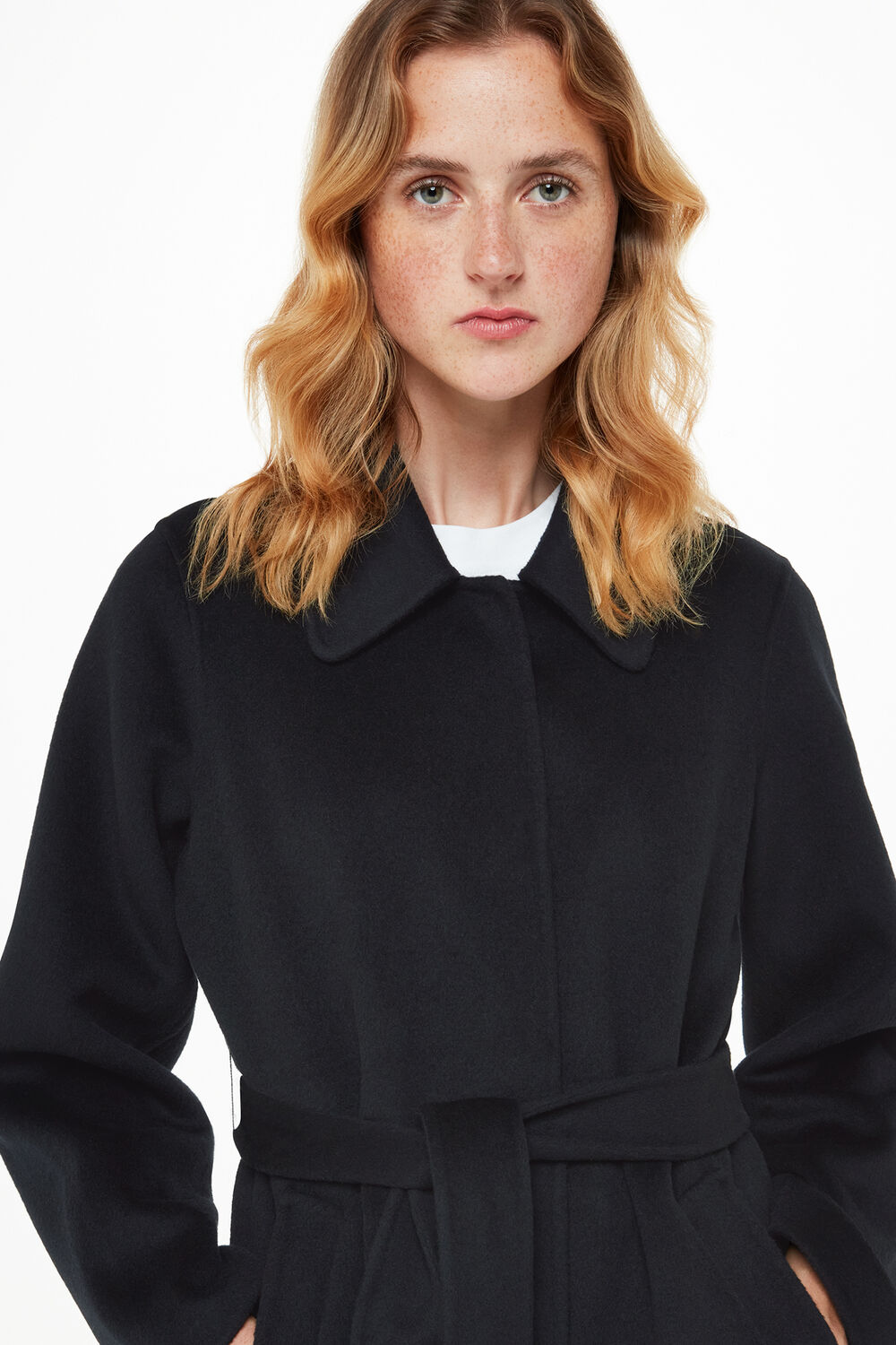 Black Nell Belted Doubled Faced Coat