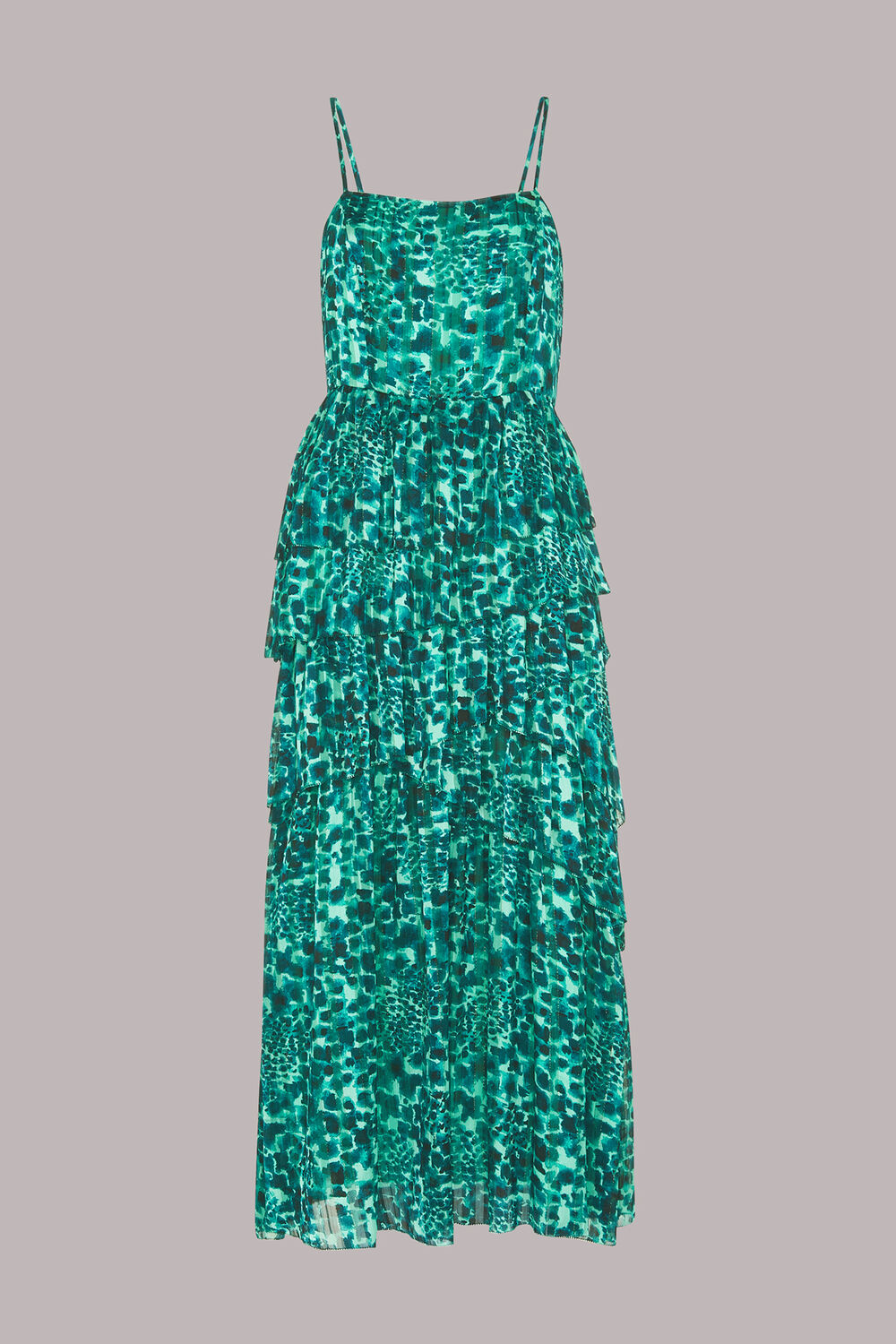 Green Watercolour Wildcat Tier Dress
