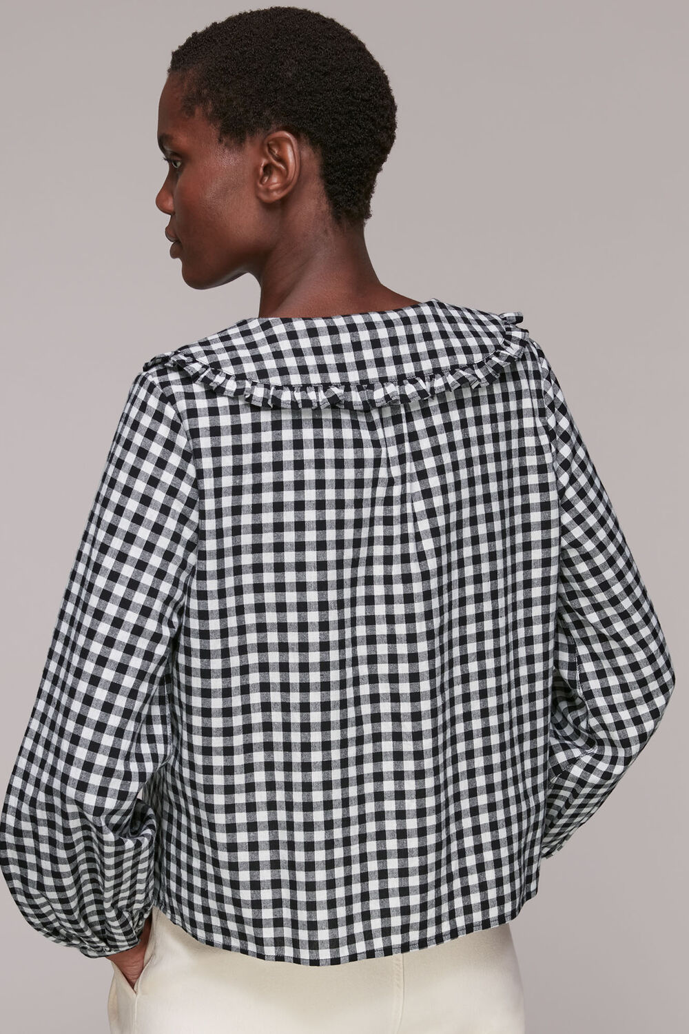 Gingham Collar Detail Top