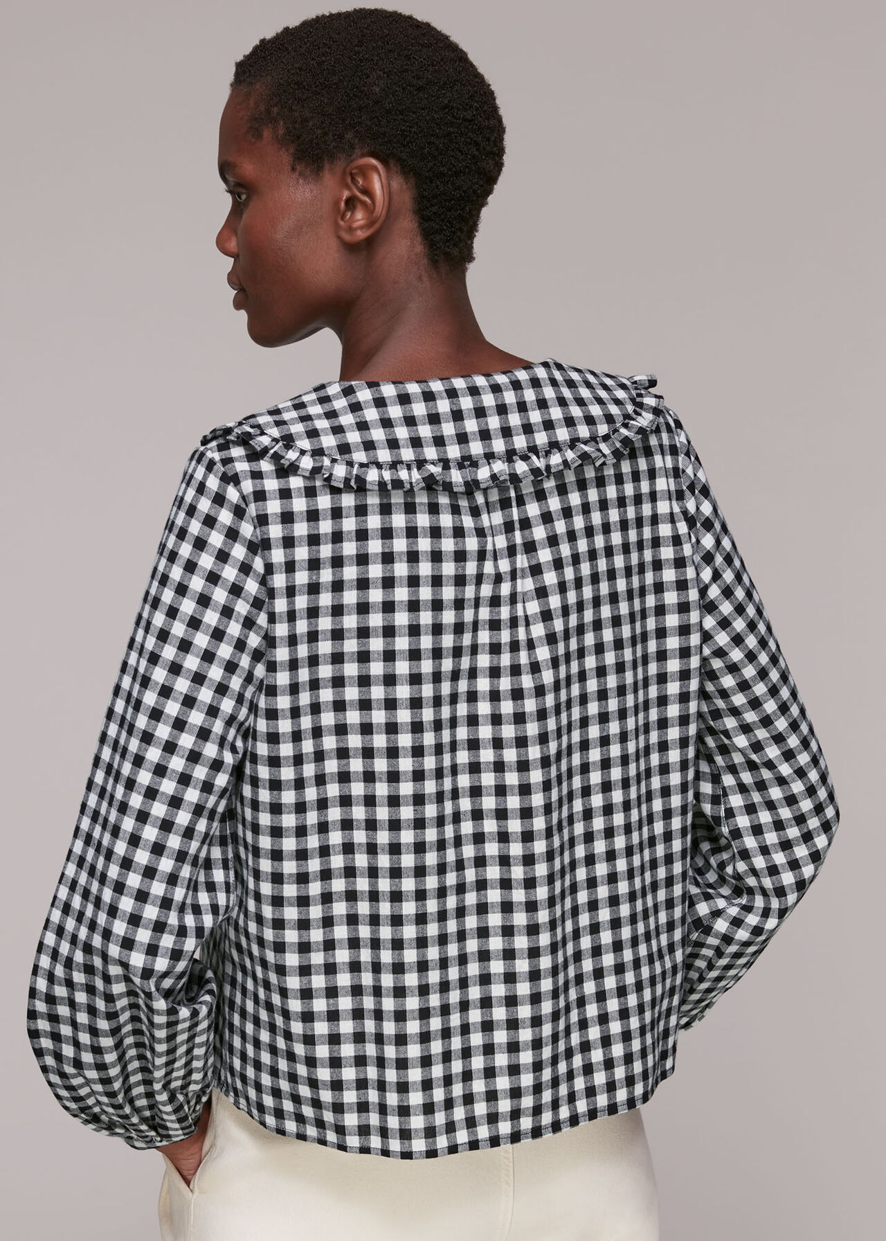 Gingham Collar Detail Top