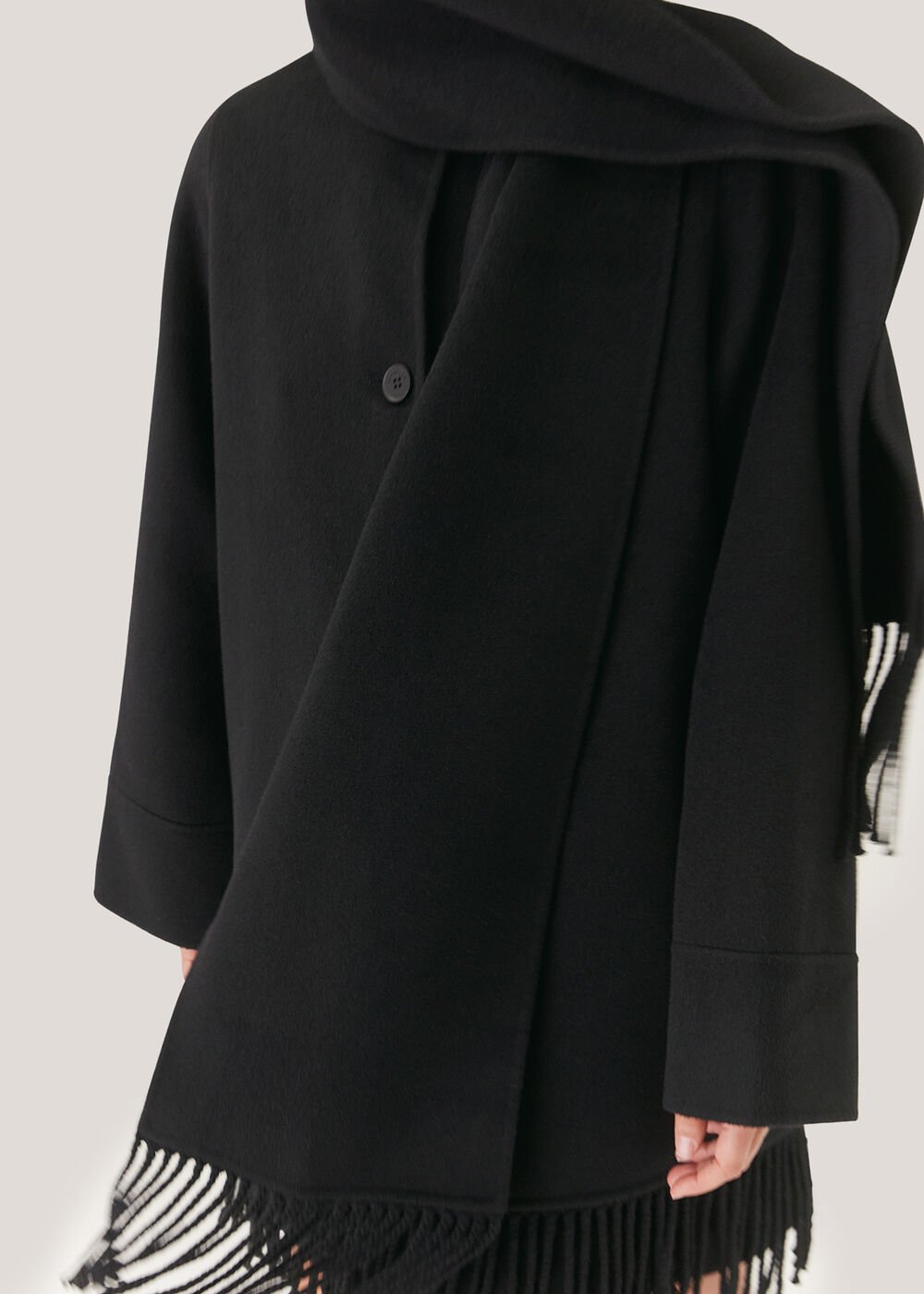 Double Face Wool Fringe Coat