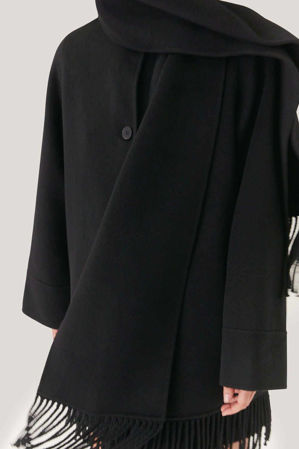 Double Face Wool Fringe Coat