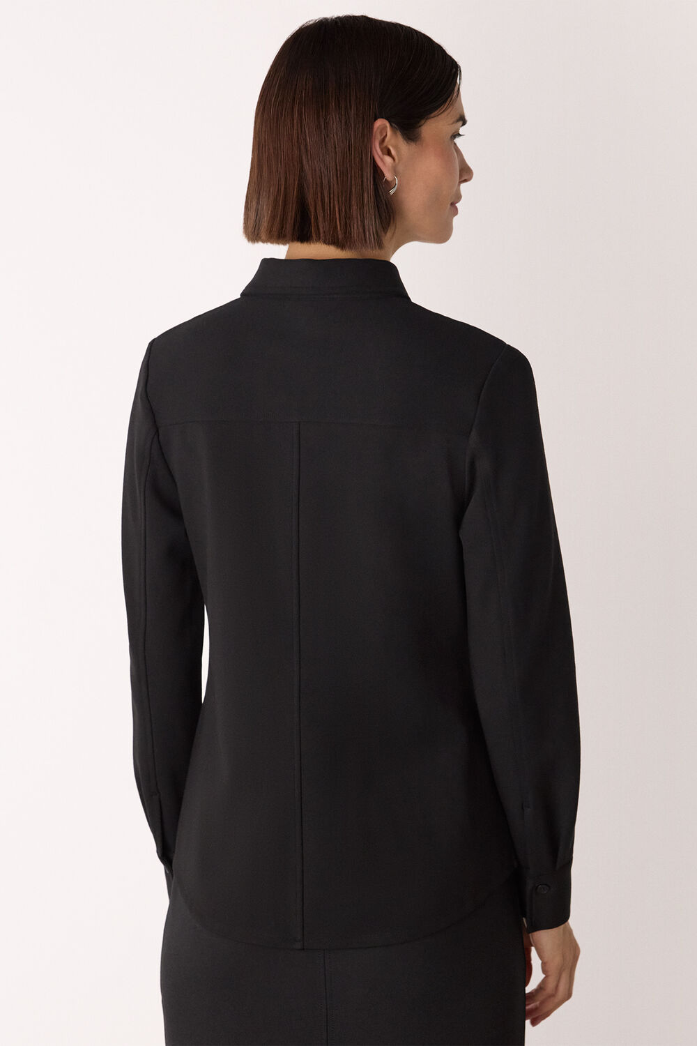 Black Seam Detail Ponte Shirt