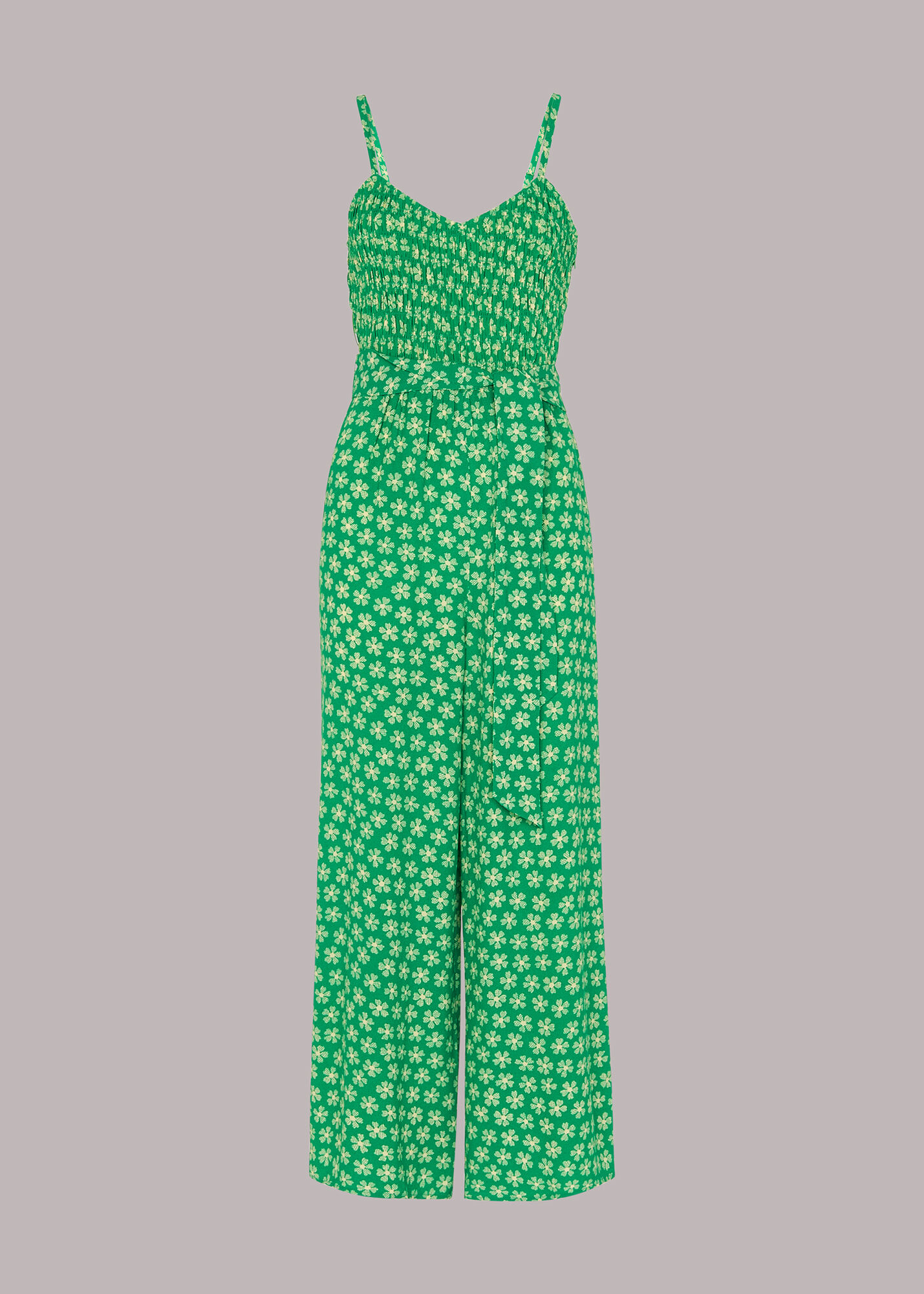 Green/Multi Daisy Check Print Jumpsuit WHISTLES