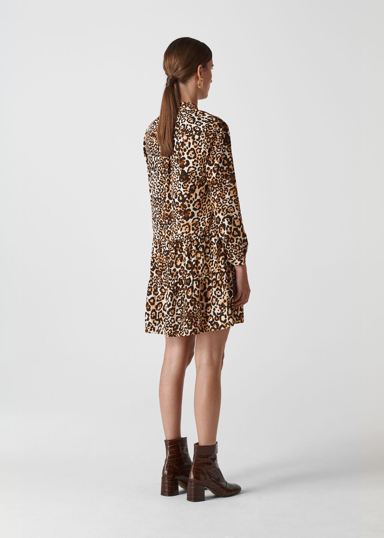 Animal Print Shirt Dress Leopard Print
