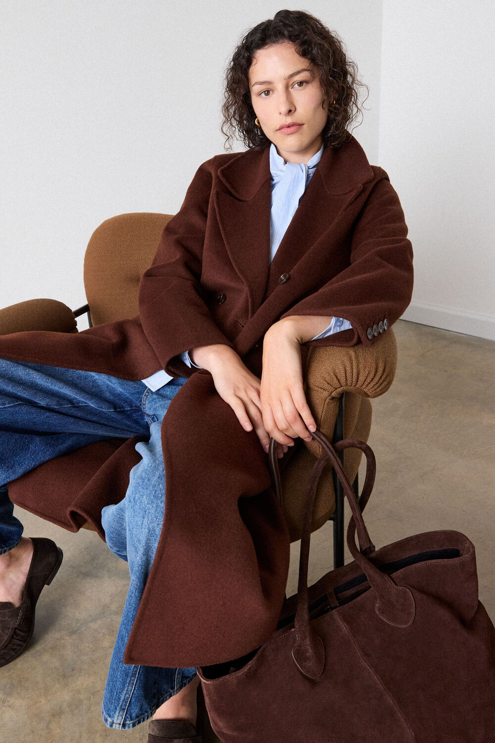 Brown Relaxed Double Faced Coat