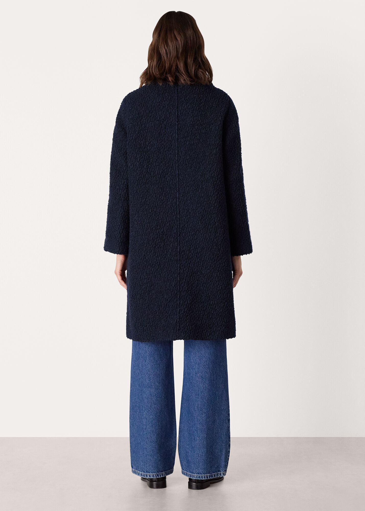 Navy Romy Boucle Coat | WHISTLES | Whistles US |