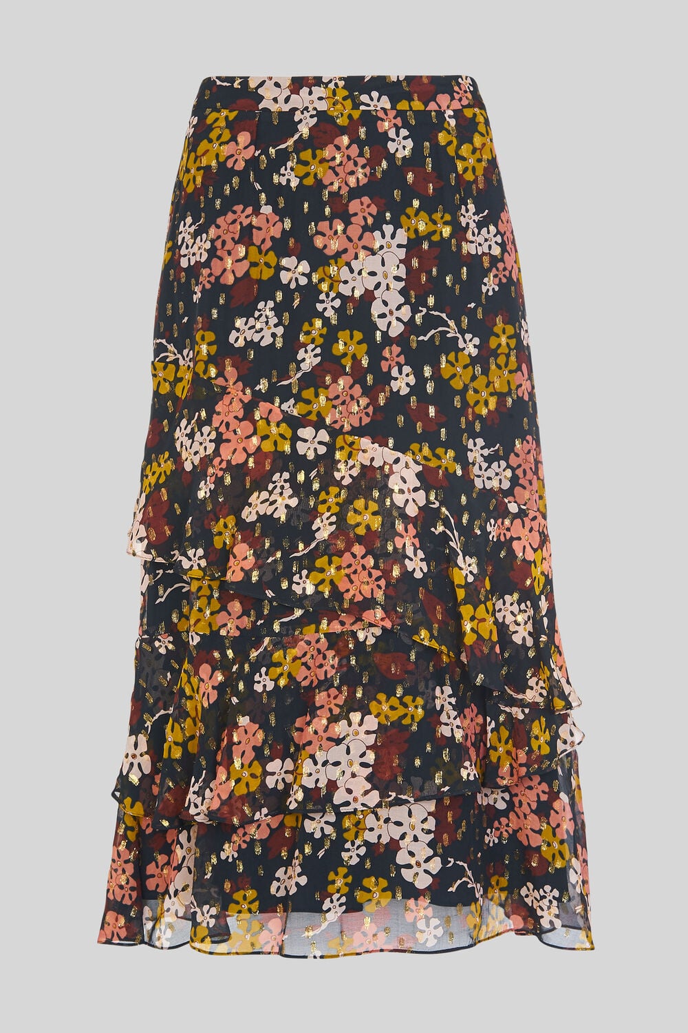 Clover Floral Silk Mix Skirt Multicolour
