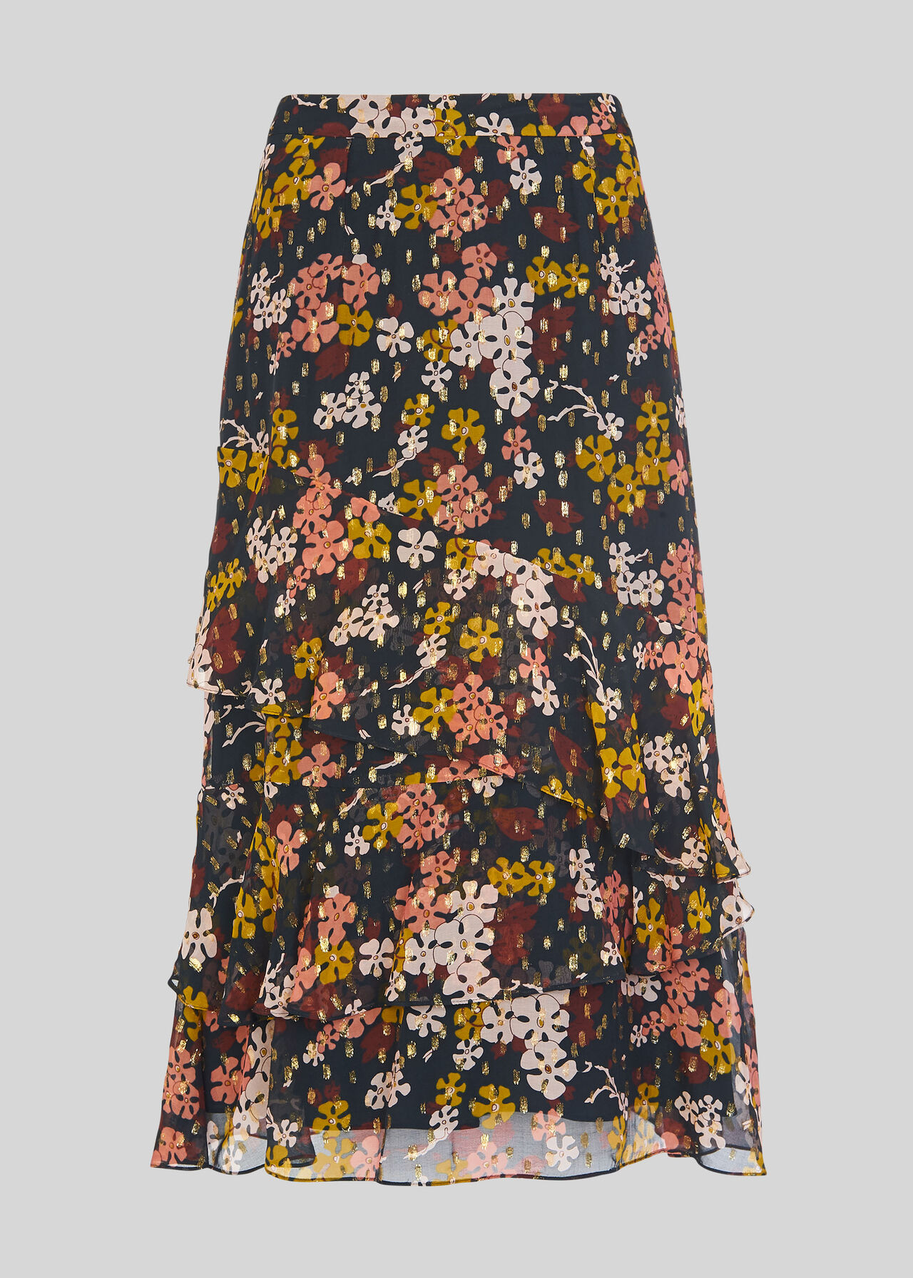 Clover Floral Silk Mix Skirt Multicolour