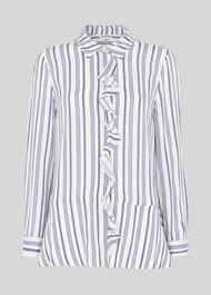 Stripe Frill Front Shirt White/Multi