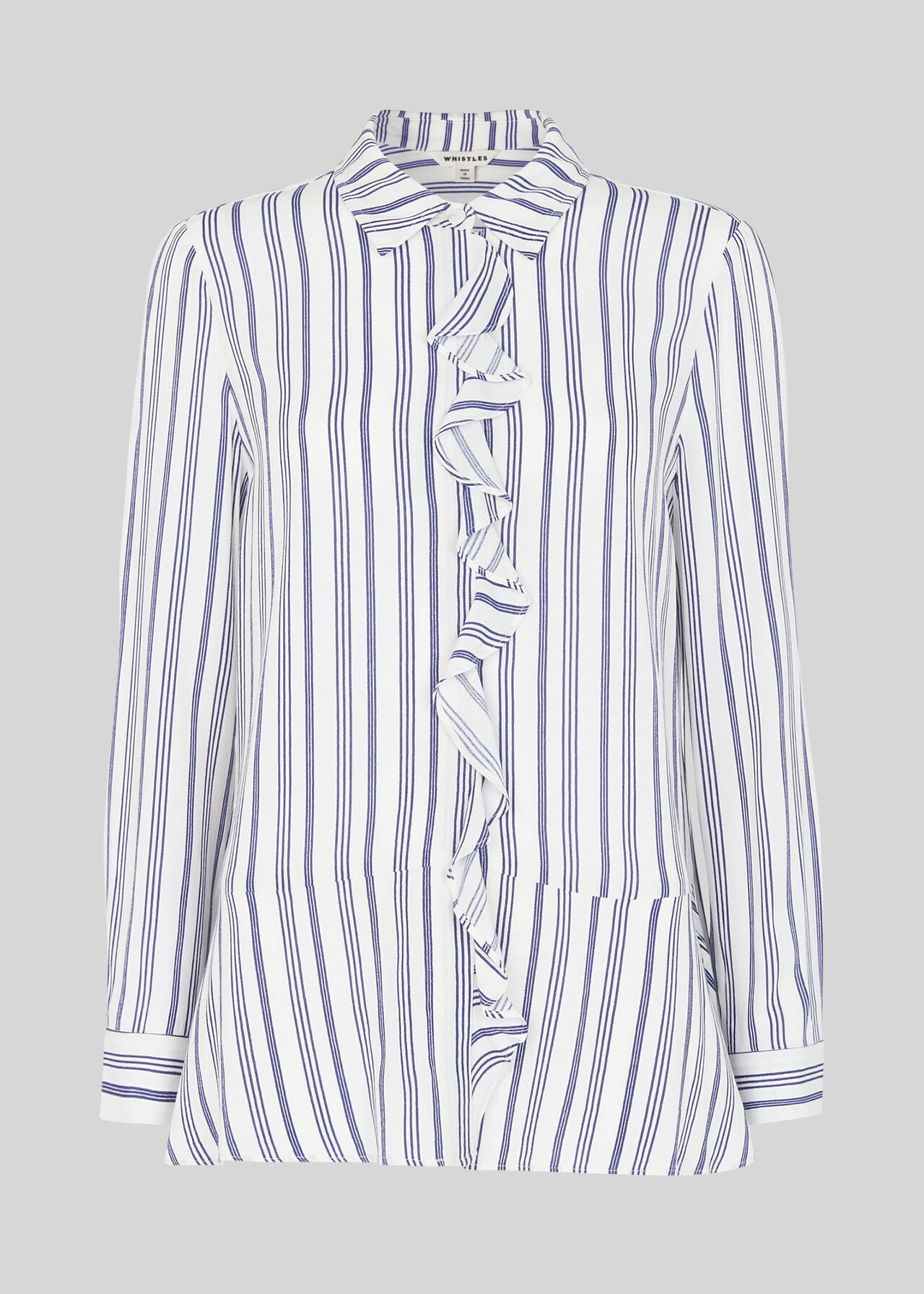 Stripe Frill Front Shirt White/Multi