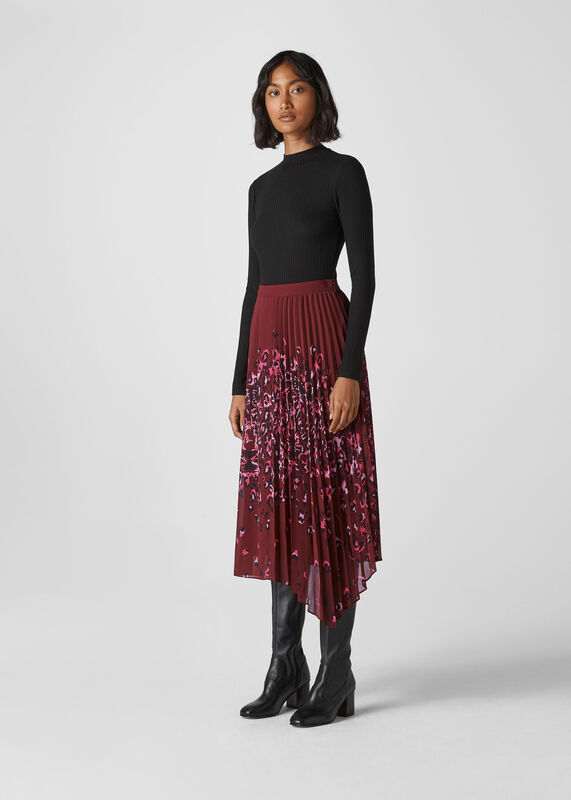 Leo Print Pleated Skirt