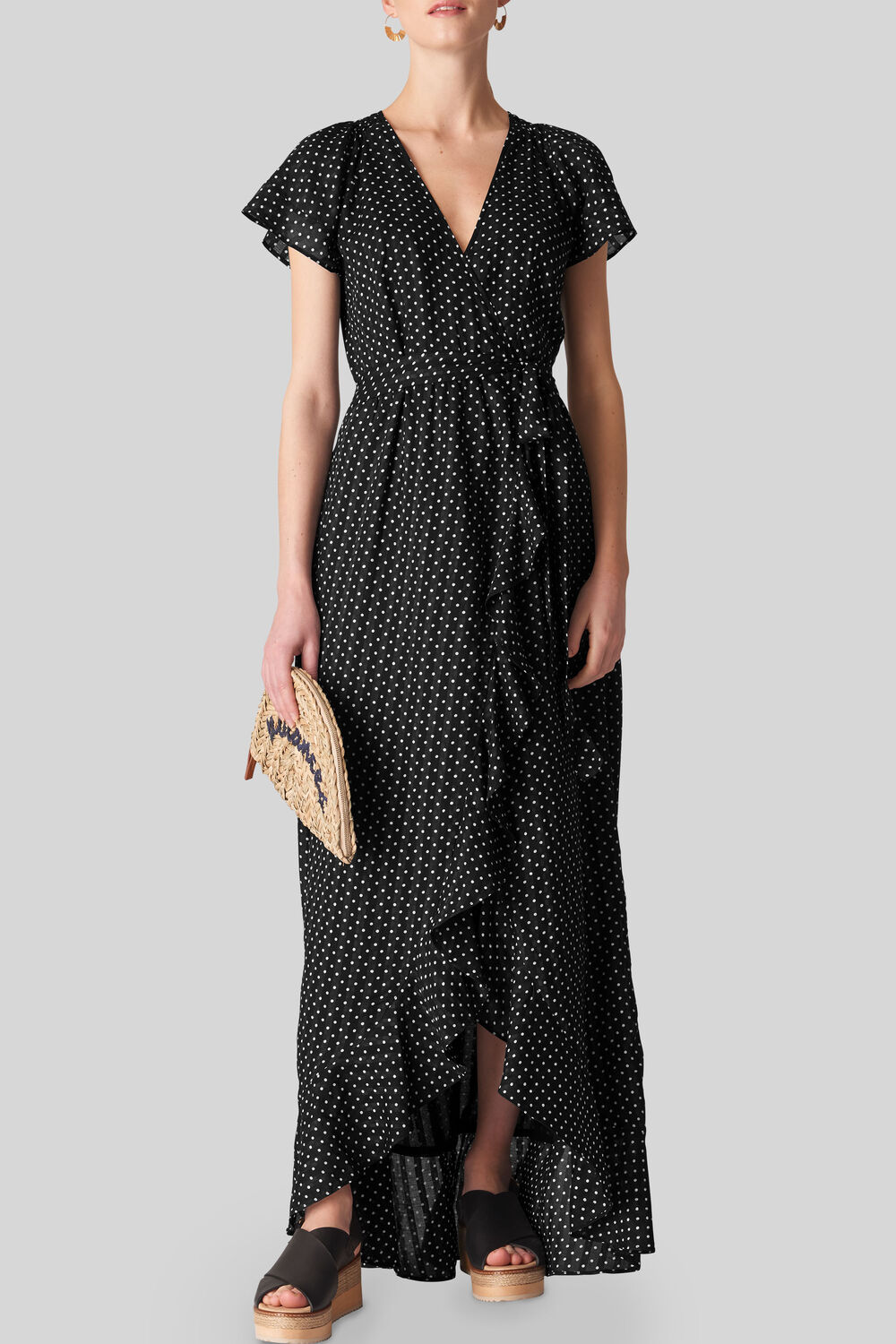 Spot Maxi Dress Black and White