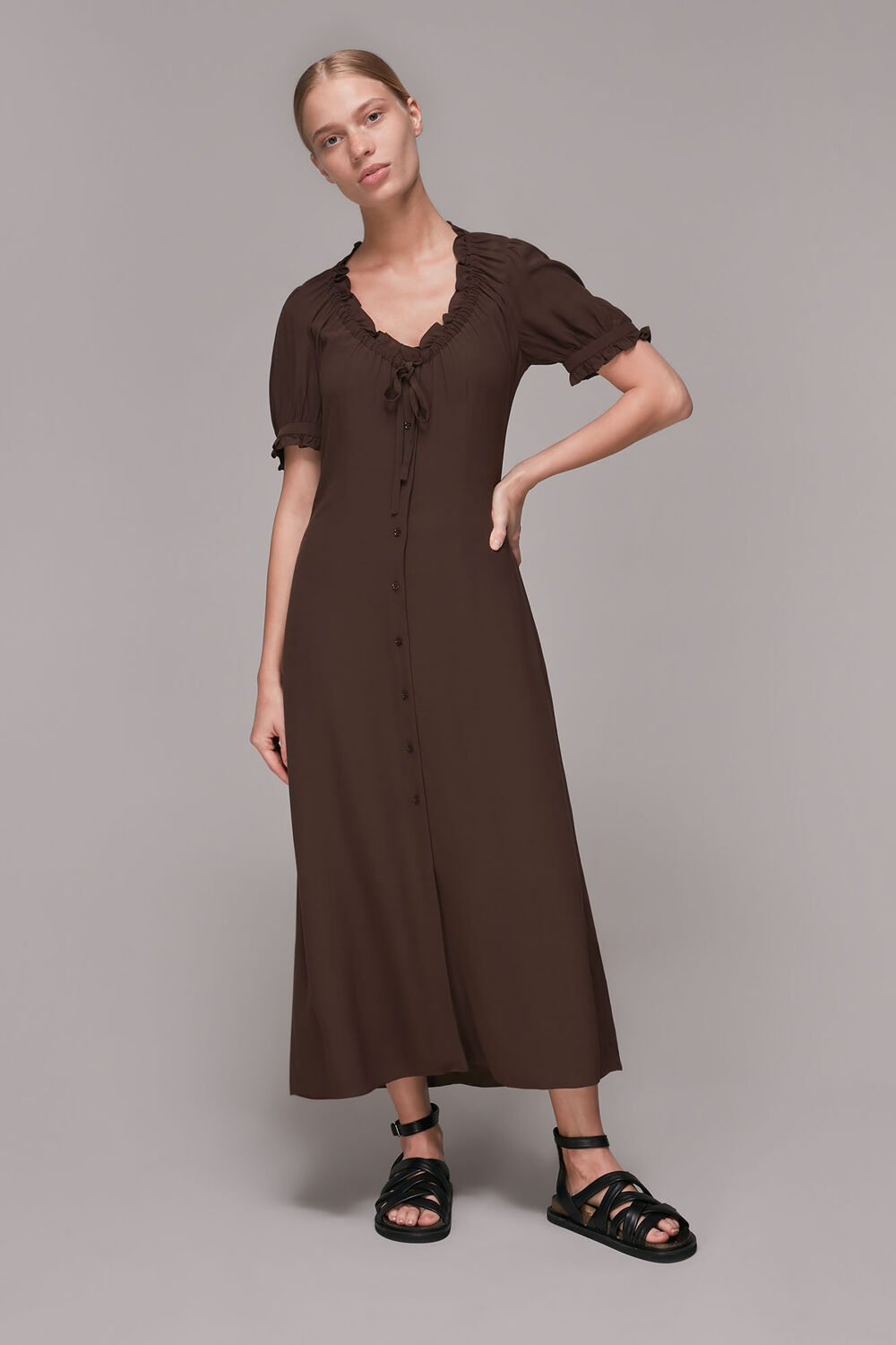 Ada Ruched Detail Midi Dress
