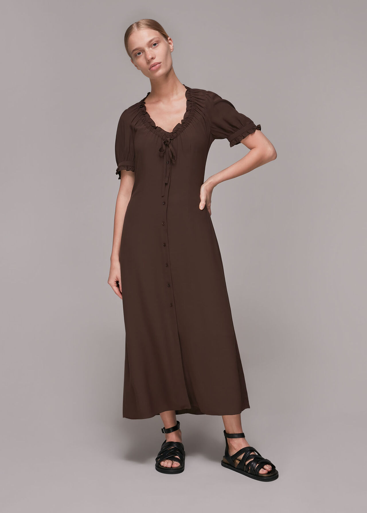 Ada Ruched Detail Midi Dress